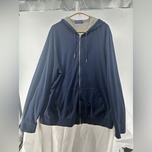 Ralph Lauren Purple Label blue and gray Hooded zip up sweater
